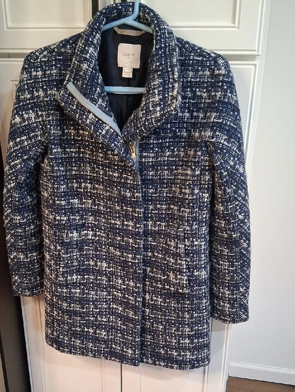 J. Crew Navy Tweed Zip-Front Pea Coat - Picture 2 of 8